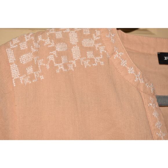 REPEAT NEW $313 Embroidered‎ Cotton Tiered Long Sleeve Dress Peach 36 / XS - Picture 4 of 5